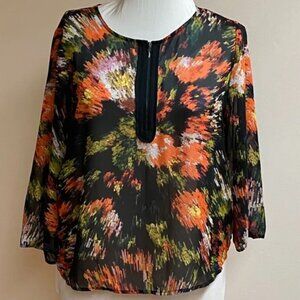 NWT August Silk Sz XL Beautiful Colorful Blouse Long Sleeve Top